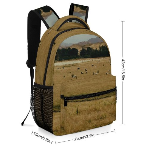 yanfind Children's Backpack Birds Field Cow Rural Cattle Free Zealand Stock Outdoors Farm Pasture Preschool Nursery Travel Bag