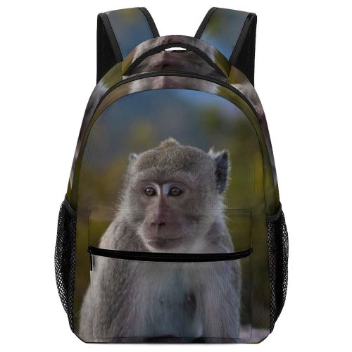 yanfind Children's Backpack  Fur Monkey Focus Macaque Field  Shallow Primate Furry Wildlife Depth Preschool Nursery Travel Bag