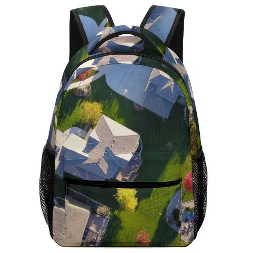 yanfind Children's Backpack Estate Mockup Home Roofs Top Grass Landscape Yard Buildings Real Outdoors Preschool Nursery Travel Bag