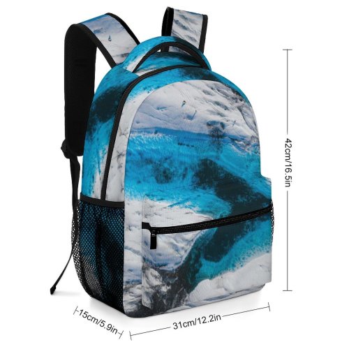 yanfind Children's Backpack Knik Helicopter Pictures Outdoors Snow   Aerial Pond Crystal Preschool Nursery Travel Bag