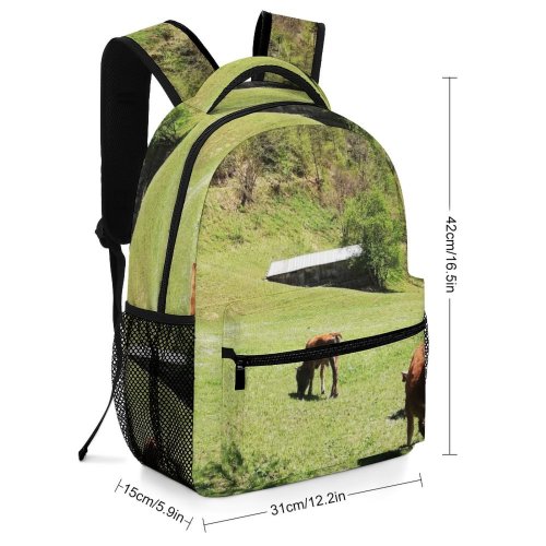 yanfind Children's Backpack Field Grassland Outdoors Cattle Cow Countryside Farm Rural Meadow Pasture Ranch Grazing Preschool Nursery Travel Bag