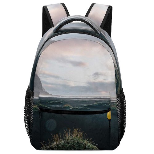 yanfind Children's Backpack  Rock Beach Alone Grass Sand Stokksnes Mood Sunrise Clouds Outdoors Seashore Preschool Nursery Travel Bag