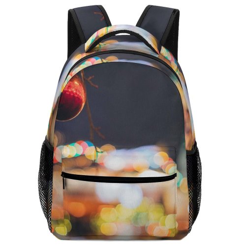 yanfind Children's Backpack Festive Focus Tree Shimmer Winter Plant Dark Weekend Design Decor Shining Preschool Nursery Travel Bag