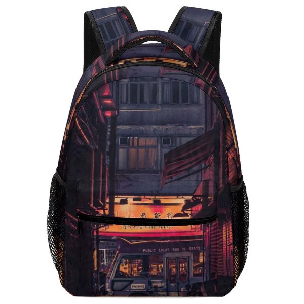 yanfind Children's Backpack  Street City Dark Lights Kong Empty Light Buildings Hong Urban Transportation Preschool Nursery Travel Bag