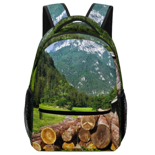 yanfind Children's Backpack Forest Clouds Desktop Grass Landscape Grassland Daylight Mountains Wooden Alps Barn Scenic Preschool Nursery Travel Bag