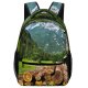 yanfind Children's Backpack Forest Clouds Desktop Grass Landscape Grassland Daylight Mountains Wooden Alps Barn Scenic Preschool Nursery Travel Bag