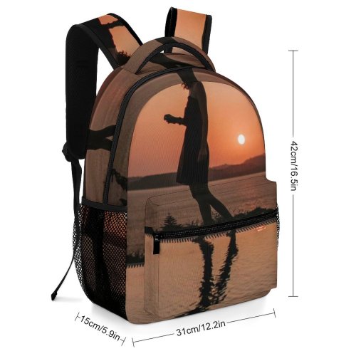 yanfind Children's Backpack Girl Golden Posing Sunset Landscape Evening Sunrise Silhouetted Outdoors Hour Scenic Preschool Nursery Travel Bag