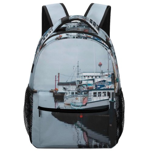 yanfind Children's Backpack Frozen Winter Fog Coast Rural Silent Season Scenery Coastline Country Landscape Marine Preschool Nursery Travel Bag