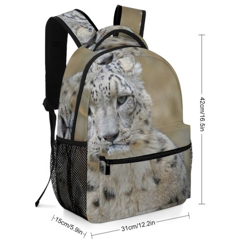 yanfind Children's Backpack Leopard Big Carnivore Grass Wild  Outdoors Portrait Hunter Whiskers Wildlife Irbis Preschool Nursery Travel Bag