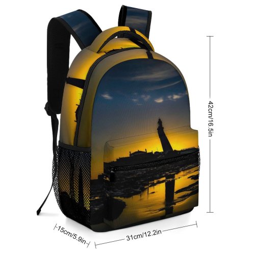 yanfind Children's Backpack Bay Dark St. Sunset Evening Whitley Island Causeway Beach Mary's UK Architecture Preschool Nursery Travel Bag