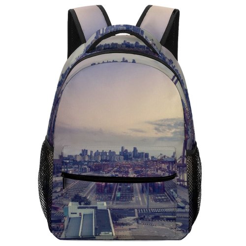 yanfind Children's Backpack Bay Industrial City  Cityscape Port Sunlight Sunset Landscape Transport Pier Cargo Preschool Nursery Travel Bag