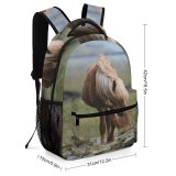 yanfind Children's Backpack  Focus Mane Depth Grass Field Stallion Pasture Outdoors Equine Mare Horse Preschool Nursery Travel Bag
