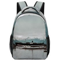 yanfind Children's Backpack Bay Capped Clouds Marine Mountains Daytime Marina Cloudiness Snow Ripples Harbour Outdoor Preschool Nursery Travel Bag