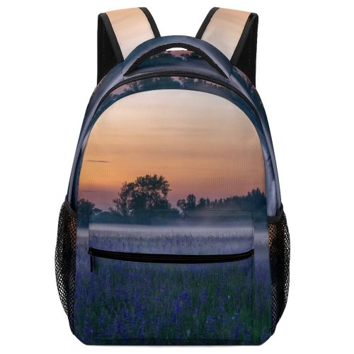yanfind Children's Backpack Backlit Golden Fog Beautiful Flowers Scenery Sunset Landscape Field Mist Sunrise Blooming Preschool Nursery Travel Bag
