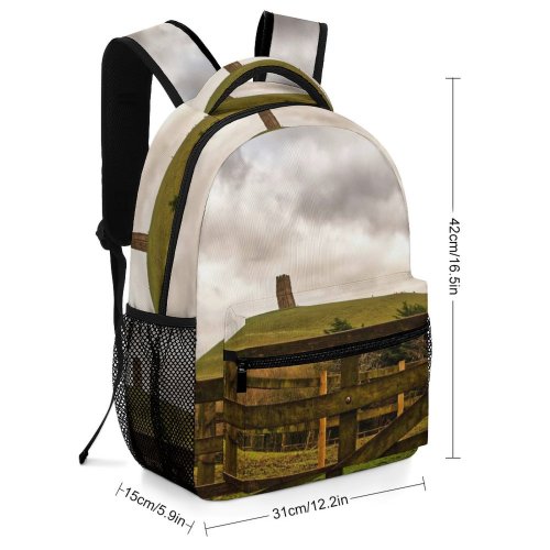 yanfind Children's Backpack Landscape Countryside Plant Creative Mound Pictures Grassland Outdoors Tree Wood Railing Preschool Nursery Travel Bag