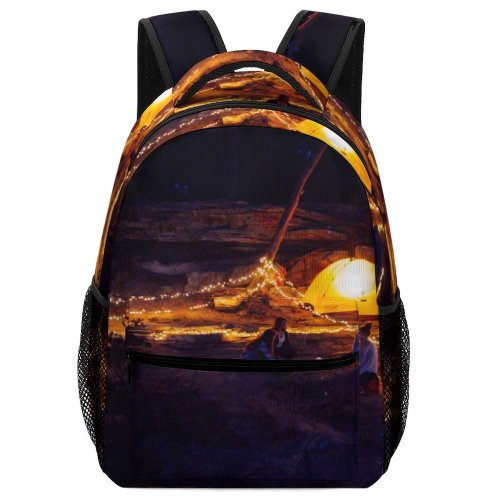 yanfind Children's Backpack Dark Lamp Lights Tent Grass Wood Landscape Evening String Campsite Outdoors Scenic Preschool Nursery Travel Bag