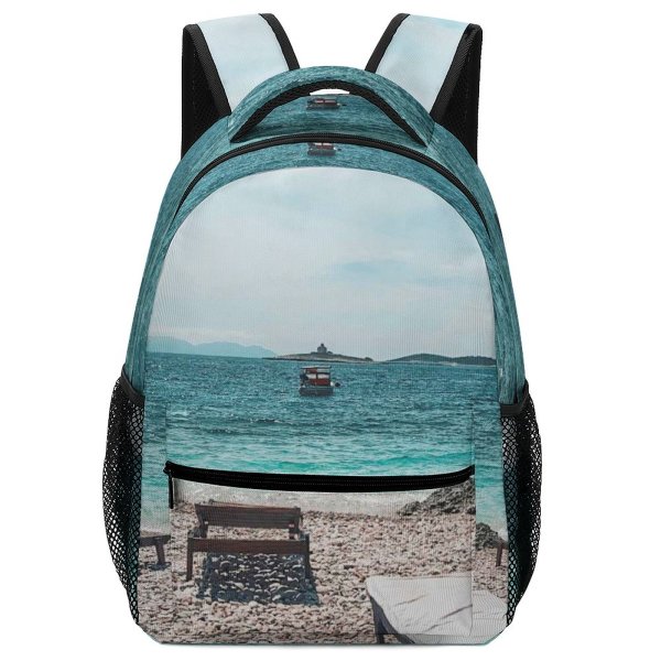 yanfind Children's Backpack Beautiful Sand Vacation Landscape Daylight Travel Leisure  Island Paradise Beach Turquoise Preschool Nursery Travel Bag