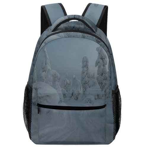 yanfind Children's Backpack Grey Outdoors Snow Winter  Ruka Финляндия Plant Tree Snowman Storm Citizens Preschool Nursery Travel Bag