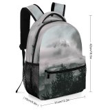 yanfind Children's Backpack Abies Pine Plant Forest Creative Spruce Pictures Cloud Outdoors Grey Tree Preschool Nursery Travel Bag