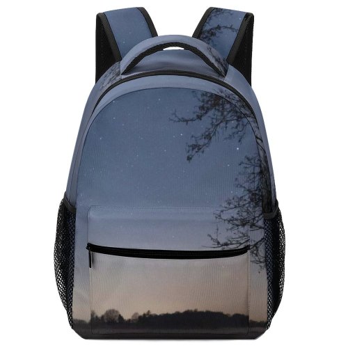 yanfind Children's Backpack Dark Fence Sunset Grass Wood Landscape Evening Field Outdoor Scenic Starry Preschool Nursery Travel Bag