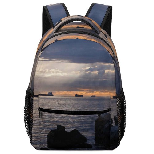 yanfind Children's Backpack Backlit Dark Clouds Sunset Landscape Zen Evening Travel Island Light Beach Preschool Nursery Travel Bag