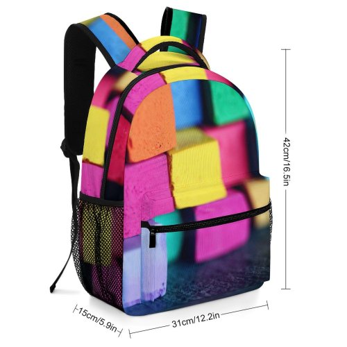 yanfind Children's Backpack  Bricks Depth Pastels Blocks Materials Colorful Field Items Coloring Chalks Stacks Preschool Nursery Travel Bag