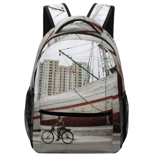 yanfind Children's Backpack Bike Boats Port Marine Pier Rope Travel Watercrafts Building Cycling Transportation Outdoors Preschool Nursery Travel Bag