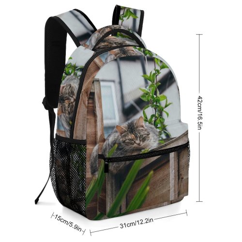 yanfind Children's Backpack Plant Blurred Settlement  Alone Countryside Kitty Pet  Timber Wooden Chill Preschool Nursery Travel Bag