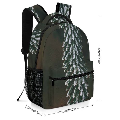 yanfind Children's Backpack Abies Pine Needle Plant Spruce Frost Branch Pictures Winter Grey Tree Preschool Nursery Travel Bag