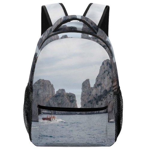 yanfind Children's Backpack Bay Tourism Vacation Daylight Travel Leisure  Island Beach Capri Boat Outdoors Preschool Nursery Travel Bag
