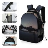 yanfind Children's Backpack Backlit Scenery Evening Space Galaxy Peaceful Waters Tranquil Outdoors Scenic Idyllic Starry Preschool Nursery Travel Bag