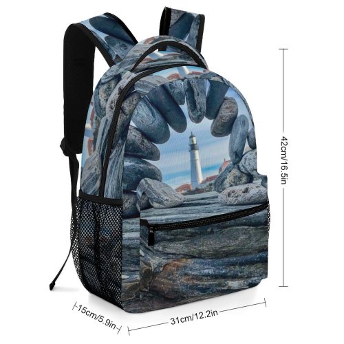 yanfind Children's Backpack Balancing Rocky Landscape Pebbles Smooth Travel Beach Stone Outdoors Scenic Seashore Stones Preschool Nursery Travel Bag