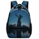 yanfind Children's Backpack Backlit Dark Grass Landscape Evening Light Outdoors Starry Lake  Reflection Preschool Nursery Travel Bag