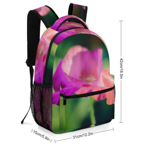 yanfind Children's Backpack Flower  Geranium Plant Rose Petal Poppy Purple Macro Pollen Stock Preschool Nursery Travel Bag