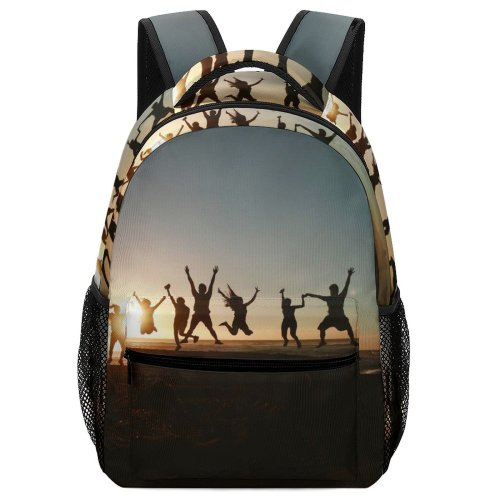 yanfind Children's Backpack Backlit Happy Team Community Sand Sunset Desert Landscape Happiness Photoshoot Travel Beach Preschool Nursery Travel Bag