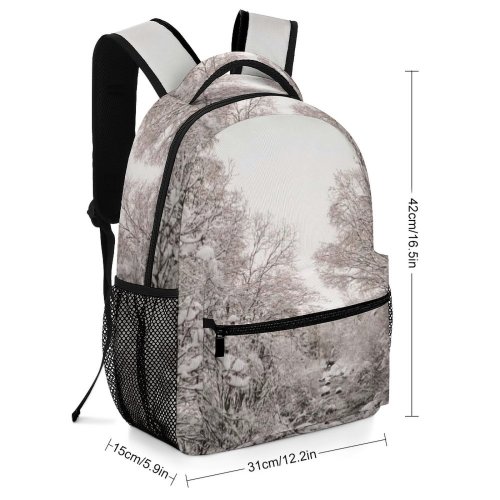 yanfind Children's Backpack Grey Outdoors Snow  Plant Vegetation Winter Tree Forest Land Woodland Frost Preschool Nursery Travel Bag