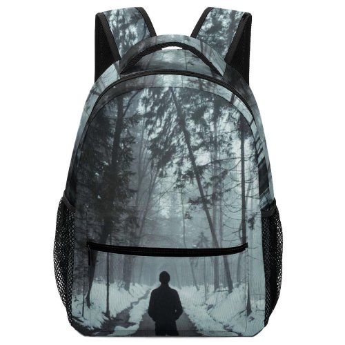 yanfind Children's Backpack Frozen Magical Park Winter Fog Dark Forest Guidance Season Landscape Daylight Mist Preschool Nursery Travel Bag