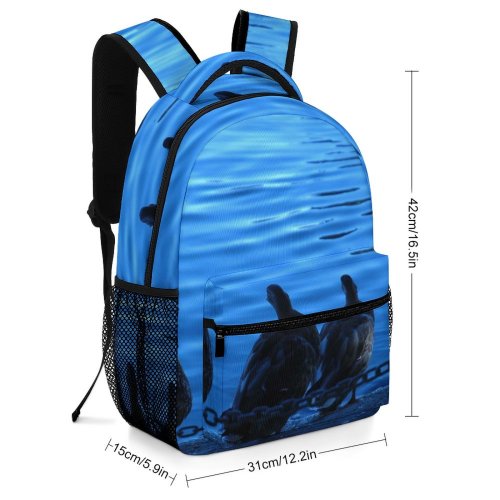 yanfind Children's Backpack Duck Ducks Pond Silhouette Dark Night Park Lake Watching Bird Sky Beak Preschool Nursery Travel Bag