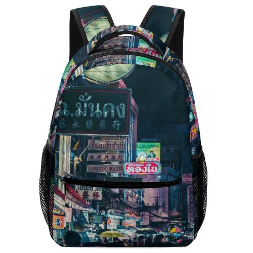 yanfind Children's Backpack Festival Street City Time Illuminated Lights Downtown Evening Stock Crowd Travel Light Preschool Nursery Travel Bag