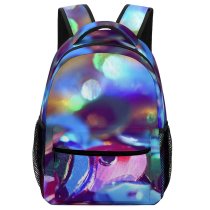 yanfind Children's Backpack  Focus Shiny Shining Colorful Sparkle Metallic Multicolor Sequins Round Shapes Preschool Nursery Travel Bag