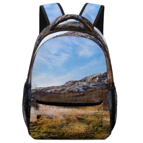 yanfind Children's Backpack Abies Scenery Range Field Geyser Tree Iceland  Wilderness Plant Fir Preschool Nursery Travel Bag