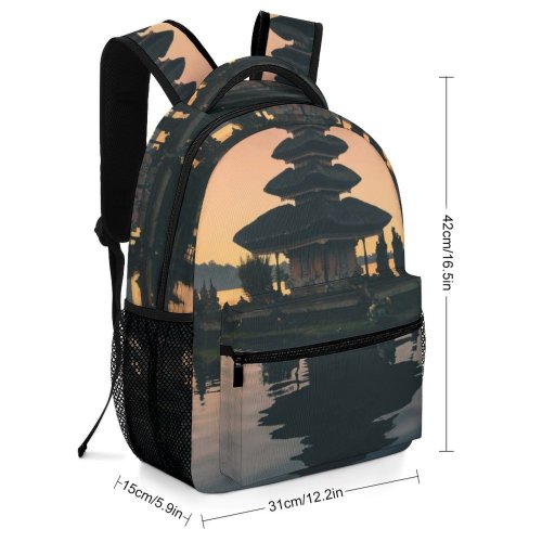 yanfind Children's Backpack Bali Religion Sunset Zen Travel Spirituality Shrine Outdoors Lake Meditation Architecture Reflection Preschool Nursery Travel Bag