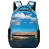 yanfind Children's Backpack Sea Coast Vacation Outdoors Novalja Land Croatia Cloud Images Blue Commons Creative Preschool Nursery Travel Bag