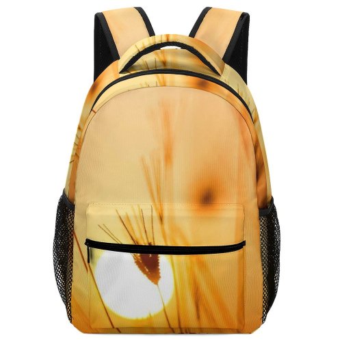 yanfind Children's Backpack Grass Dawn Sunrise Sky Silhouette Field Dusk Sunset Preschool Nursery Travel Bag
