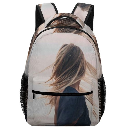 yanfind Children's Backpack Girl Golden Posing Clouds Sunset Blond Fashionable Landscape Photoshoot Hairstyle Youth Lady Preschool Nursery Travel Bag
