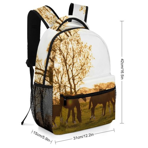 yanfind Children's Backpack Field Outdoors Horse Grassland Countryside Farm Rural Pasture Ranch Meadow Grazing Neugarmssiel Preschool Nursery Travel Bag