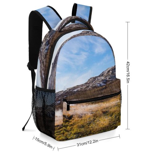 yanfind Children's Backpack Abies Scenery Range Field Geyser Tree Iceland  Wilderness Plant Fir Preschool Nursery Travel Bag