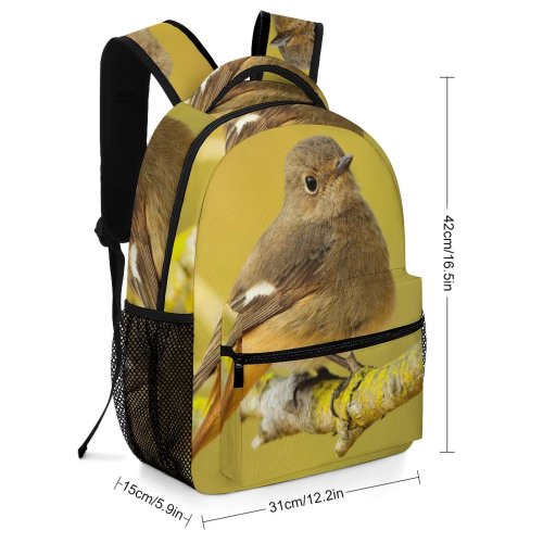 yanfind Children's Backpack Birds Twig Perch Beak Wing Branch Female Daurian Redstart Taiwan Wren Wildlife Preschool Nursery Travel Bag