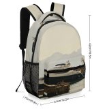 yanfind Children's Backpack Bay Harbour Boat Dock Pier Coast Transportation Sea Outdoors Watercraft Marina System Preschool Nursery Travel Bag