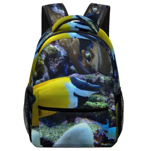 yanfind Children's Backpack Fish Coral Ocean Corals Reef Vertebrate Underwater Marine Biology Pomacanthidae Organism Preschool Nursery Travel Bag